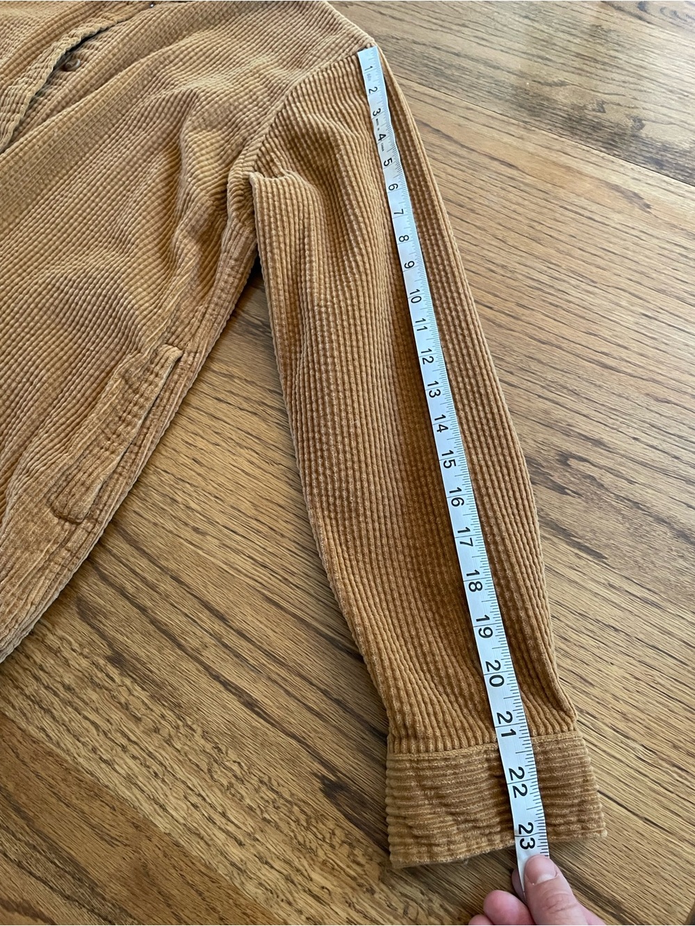 L.L. Bean Caramel Corduroy Shirt Jacket Shacket Long Tunic Button Down Sz XS - Picture 11 of 13